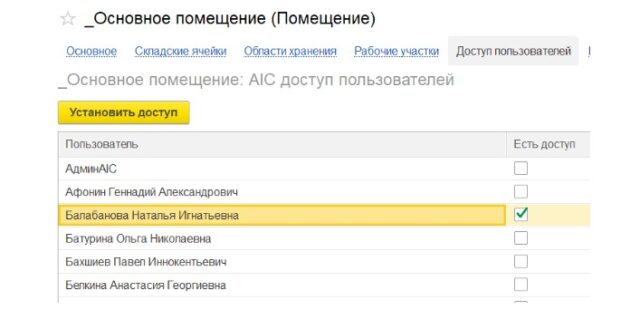 Настройка доступа пользователей: Функциональные возможности АИК Мобильный Склад